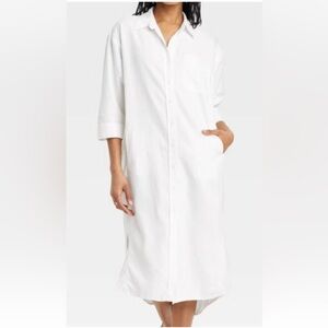NEW Universal Thread Women's White 3/4 Sleeve Midi Shirtdress Size Lg Lagenlook